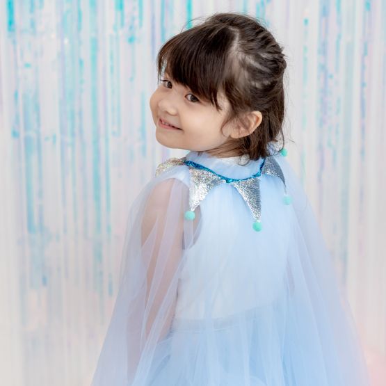 Flower Girl Series - Long Cape in Blue (Sample Sale - One Size Only)