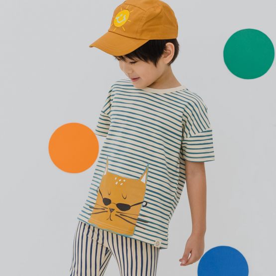 Made For Play - Kids Boxy Tee in Sunnies Cat Print