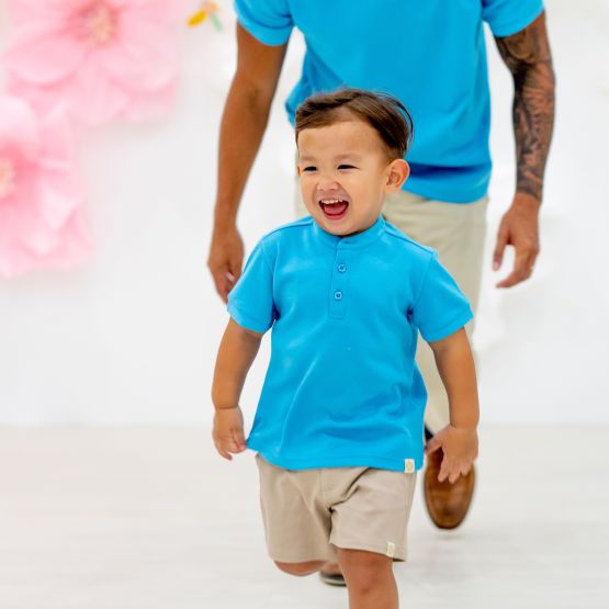 Chinese Motif Series - Boys Polo Shirt in Blue (Personalisable)