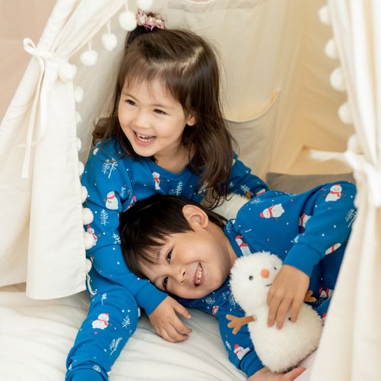 Kids Organic Christmas Pyjamas in Snowman Print