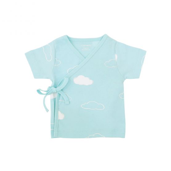 *New* Baby Organic Short Sleeves Kimono Top in Cloud Print (Personalisable)