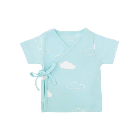 Baby Organic Short Sleeves Kimono Top in Cloud Print