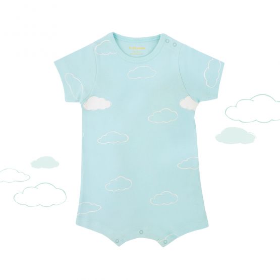 Baby Organic Short Sleeve Romper in Cloud Print (Personalisable)
