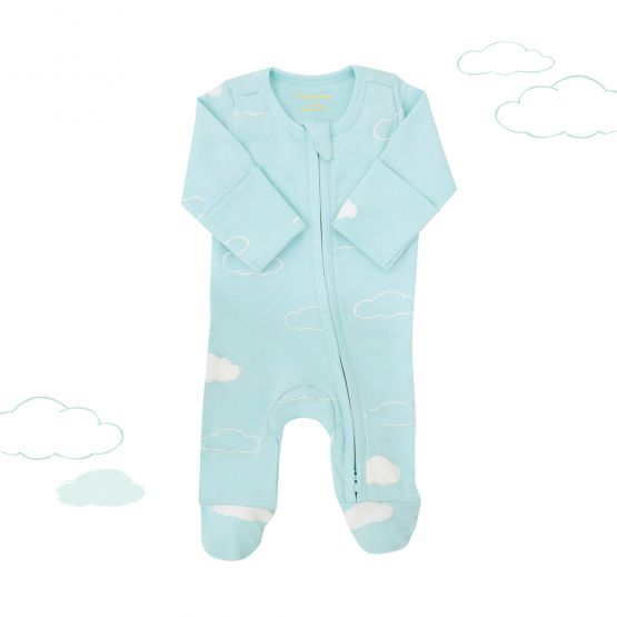 *New* Baby Organic Zip Sleepsuit in Cloud Print (Personalisable)