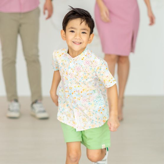 Chinese Motif Series - Boys Shirt in Rainbow Motif (Personalisable)