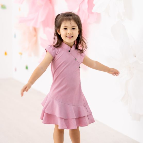 Chinese Motif Series - Girls Cheongsam Dress in Pink