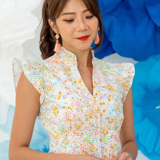 Chinese Motif Series - Ladies Dress in Rainbow Motif
