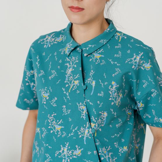 Botanic Series - Ladies Wrap Shirt in Emerald
