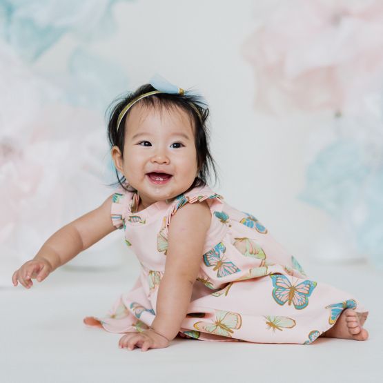 Botanic Series - Baby Girl Butterfly Dress with Pleats