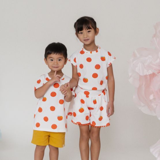 Mandarin Orange Series - Girls Pom Pom Skorts