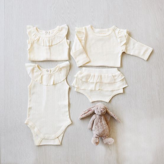 *New* Baby Girl Bloomers in Cream Pointelle Cotton