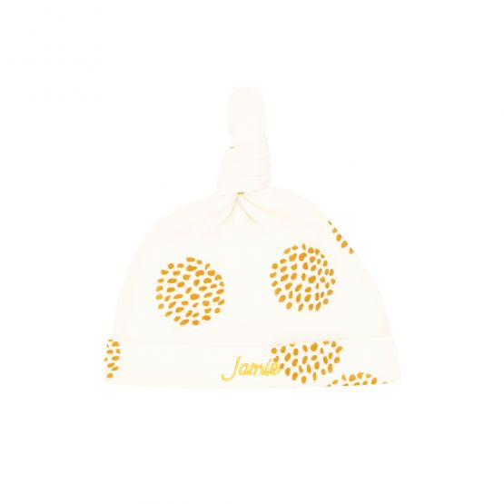 Baby Organic Knotted Hat in Dandelion Print (Personalisable)