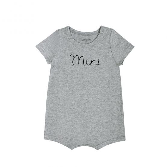 Family Tees - Mini Baby Short Sleeves Romper in Dark Grey