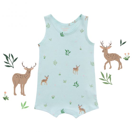 Baby Organic Sleeveless Romper in Deer Print (Personalisable)