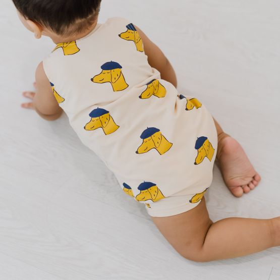 Made For Play - Baby Romper in Beret Dog Print