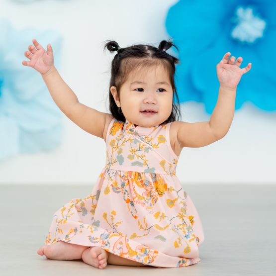Dragon Series - Baby Girl Cheongsam in Pink Floral Print