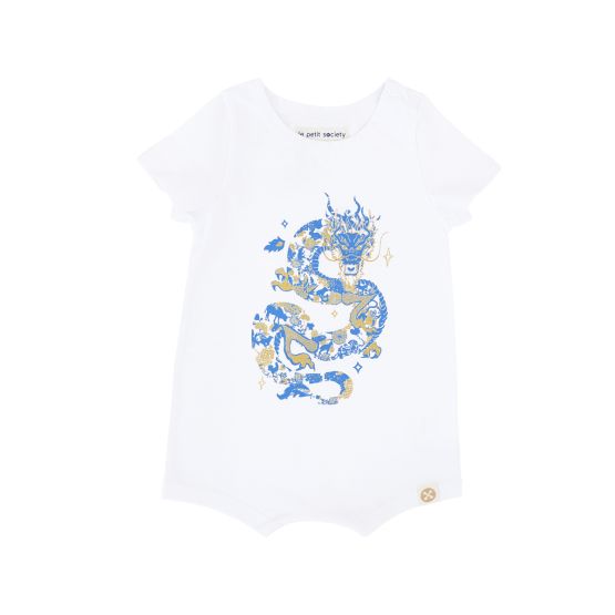 Dragon Streetwear - Baby Romper in White Dragon