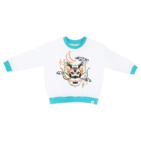 Dragon Streetwear - Kids Jersey Pullover Tee in White Dragon