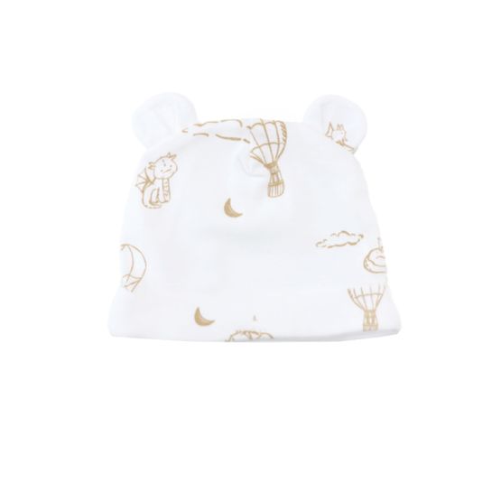 Baby Organic Bear Hat in Dreamy Dragon - White 