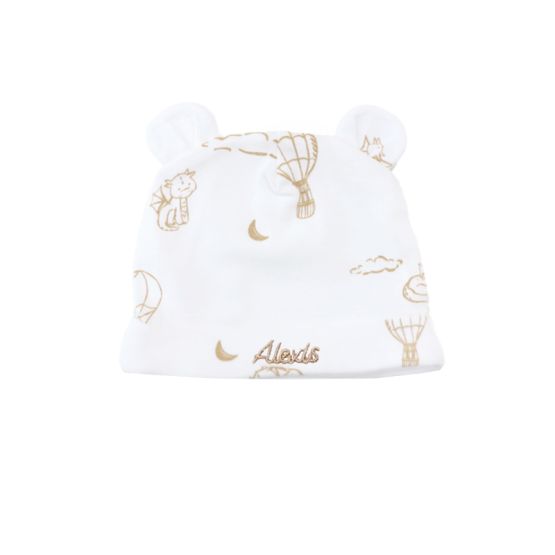 Baby Organic Bear Hat in Dreamy Dragon - White 