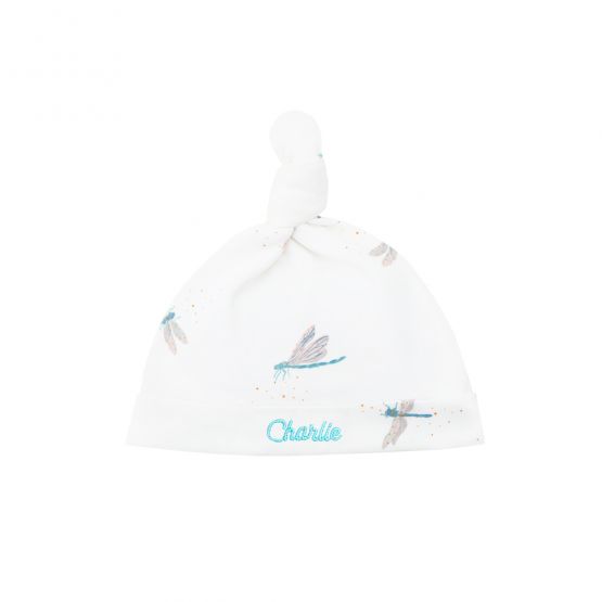 Baby Organic Knotted Hat in Dragonfly Print