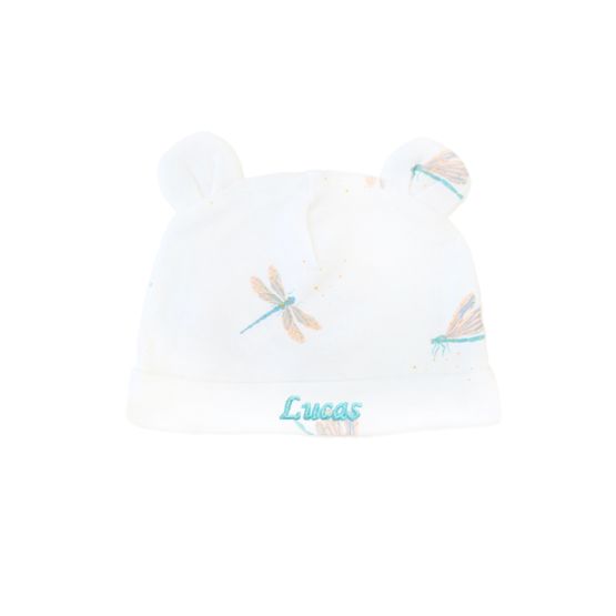 Baby Organic Bear Hat in Dragonfly Print 