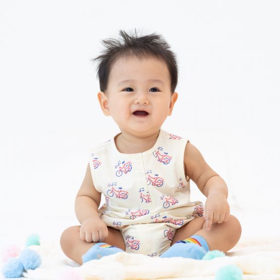 Made For Play - Baby Bubble Romper in Bike Print