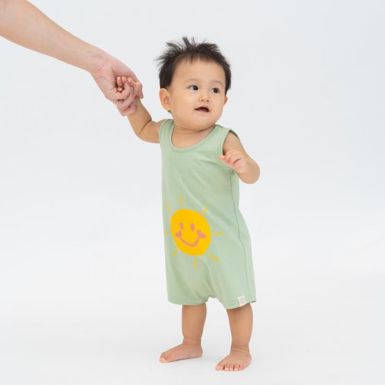Made For Play - Baby Smiley Romper in Green