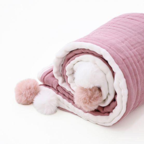 Double Thickness Kids/Adult Comforter in White and Dusty Pink (Personalisable)