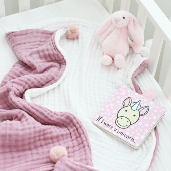 *New* Double Thickness Baby Comforter in White and Dusty Pink