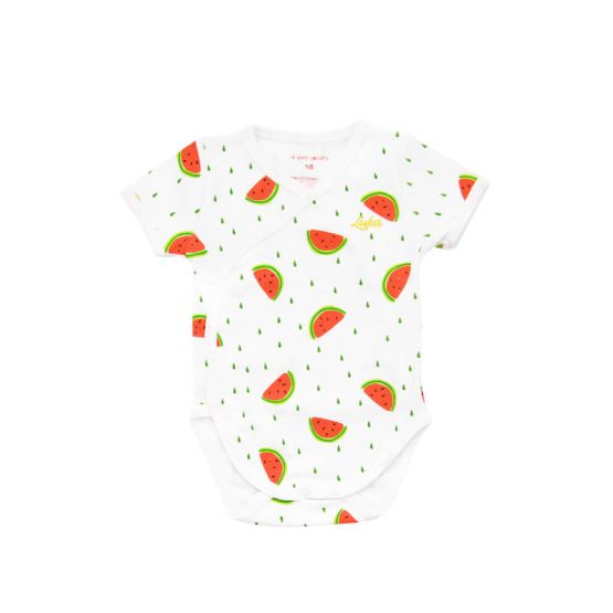 Baby Organic Kimono Romper in Watermelon Print