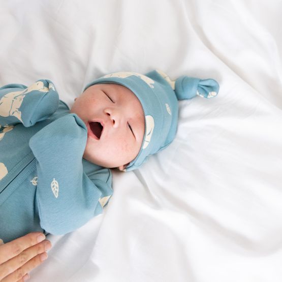 Baby Organic Knotted Hat in Elephant Print