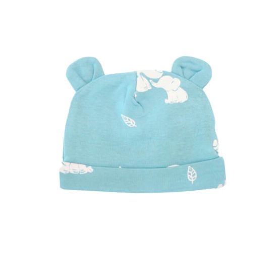 Baby Organic Bear Hat in Elephant Print 
