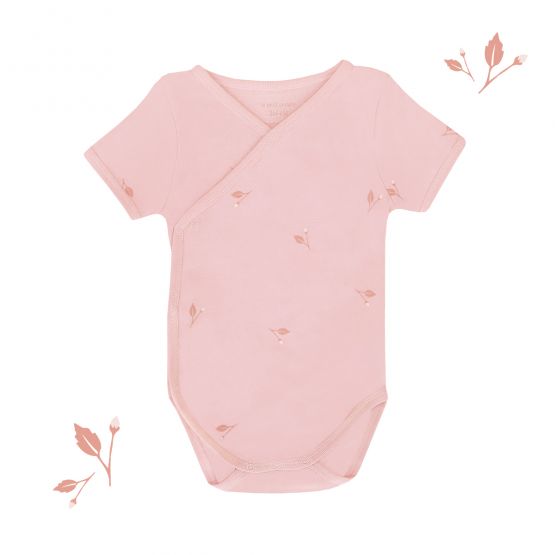 Baby Organic Kimono Romper in Flower Bud Print