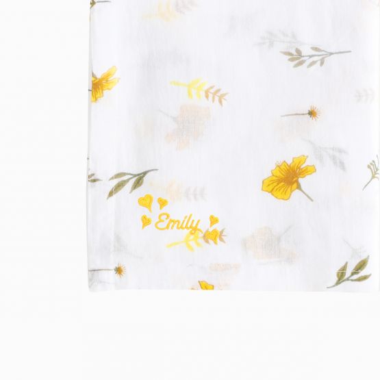 Baby Organic Swaddle - Flowers (Personalisable)