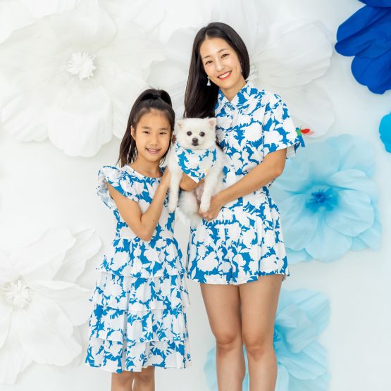 Garden Series - Girls Tiered Dress in Blue Floral (Personalisable)
