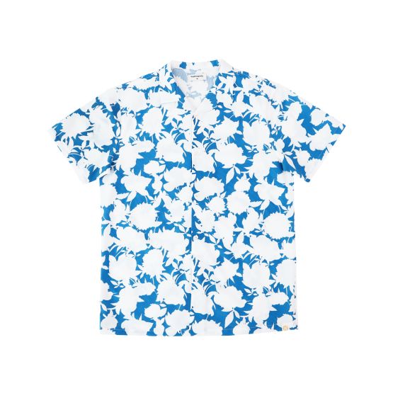 Garden Series - Men's Camp Collar Shirt in Blue Floral - Relaxed Fit (Personalisable)