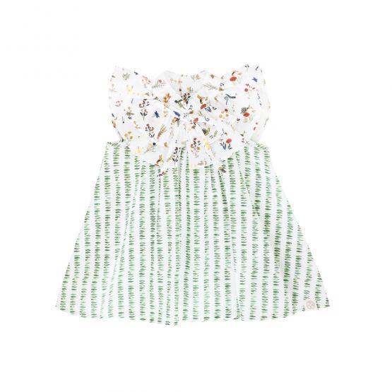 Garden Series - Baby Girl Contrast Ruffled Cape Dress