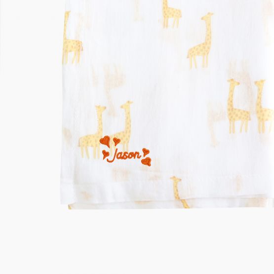 Baby Organic Swaddle - Giraffe (Personalisable)