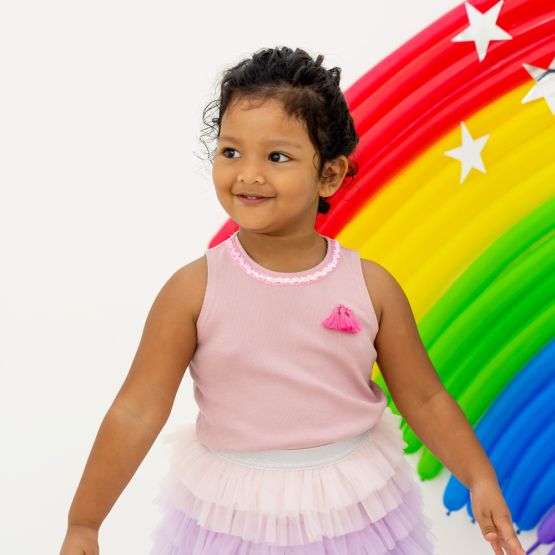 Party Series - Girls Ribbed Tank in Pink