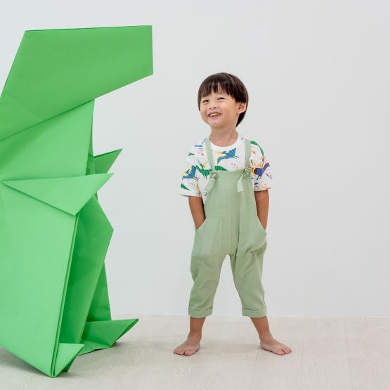 Mama & Mini - Pastel Green Kids Long Overalls