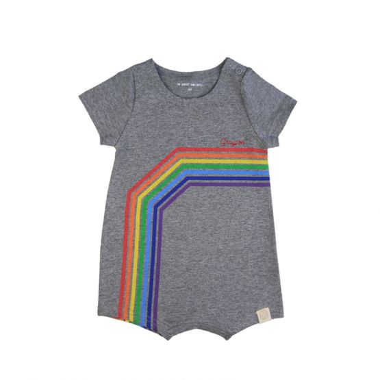 Rainbow Series - Personalisable Baby Romper in Melange Grey (Left Arc)