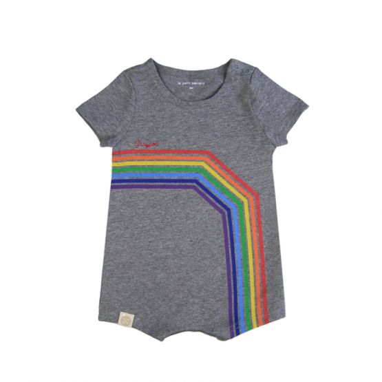 Rainbow Series - Baby Romper in Melange Grey (Right Arc) (Personalisable)