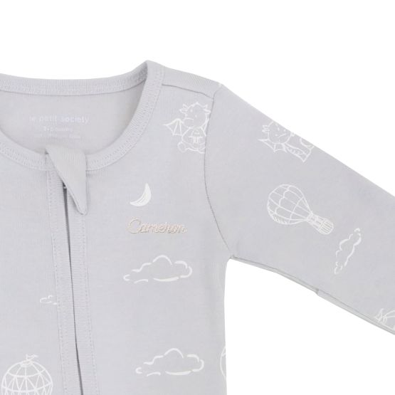 Baby Organic Sleepsuit - Dreamy Dragon in Grey