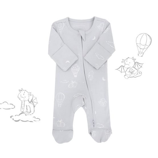 *New* Baby Organic Sleepsuit - Dreamy Dragon in Grey (Personalisable)