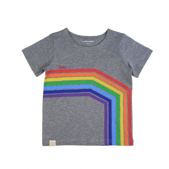 Rainbow Series - Kids Tee in Melange Grey (Right Arc) (Personalisable)