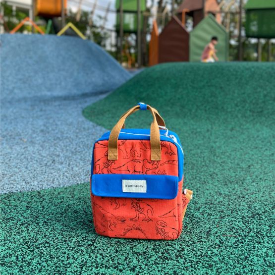 *New* Kids Backpack in Dino Print - Orange (Personalisable)