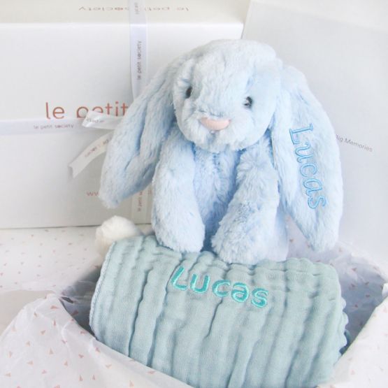 Personalisable Bashful Blue Bunny by Jellycat