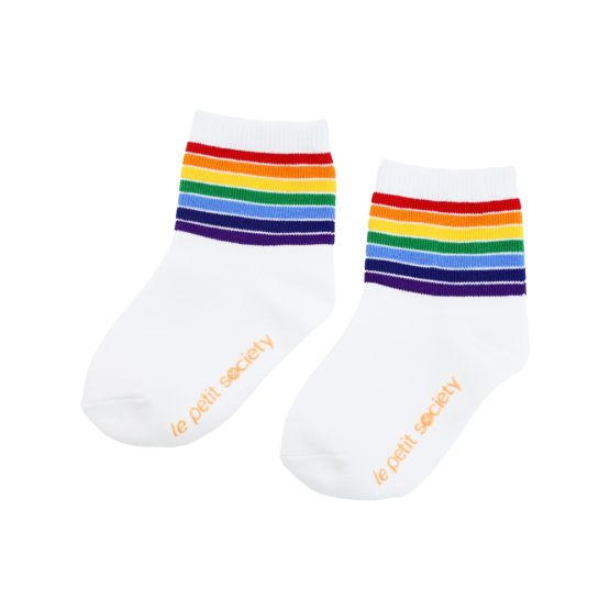 Rainbow Series - Kids Crew Socks in White