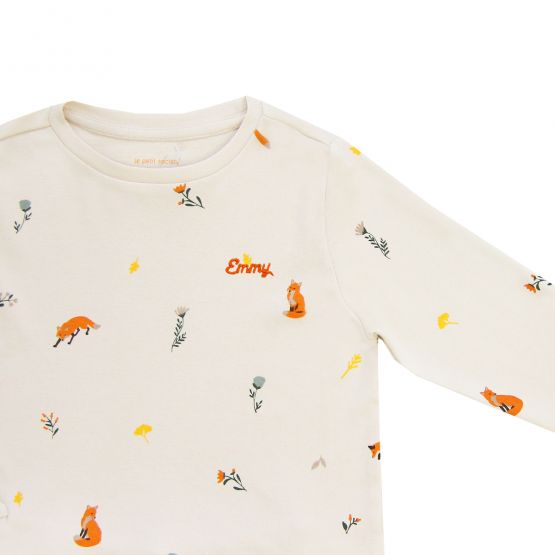 *New* Personalisable Kids Long Sleeve Organic Pyjamas Set in Fox Print